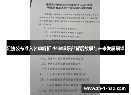 足协公布准入名单解析 44家俱乐部背后故事与未来发展展望