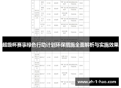 超级杯赛事绿色行动计划环保措施全面解析与实施效果